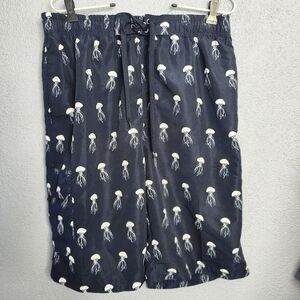Men's Navy Jellyfish Print Swim Board Shorts
